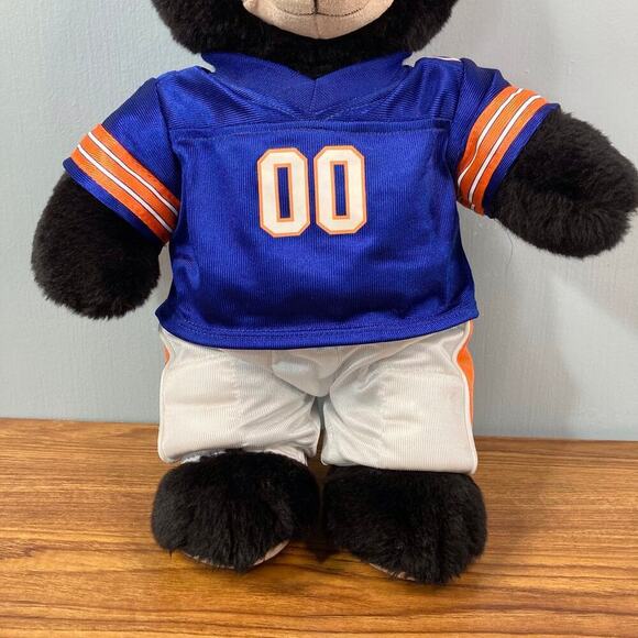 Build a Bear Lil Night Sky Black Tan 17" Bear Cub in Blue Orange Football Outfit - Picture 5 of 11